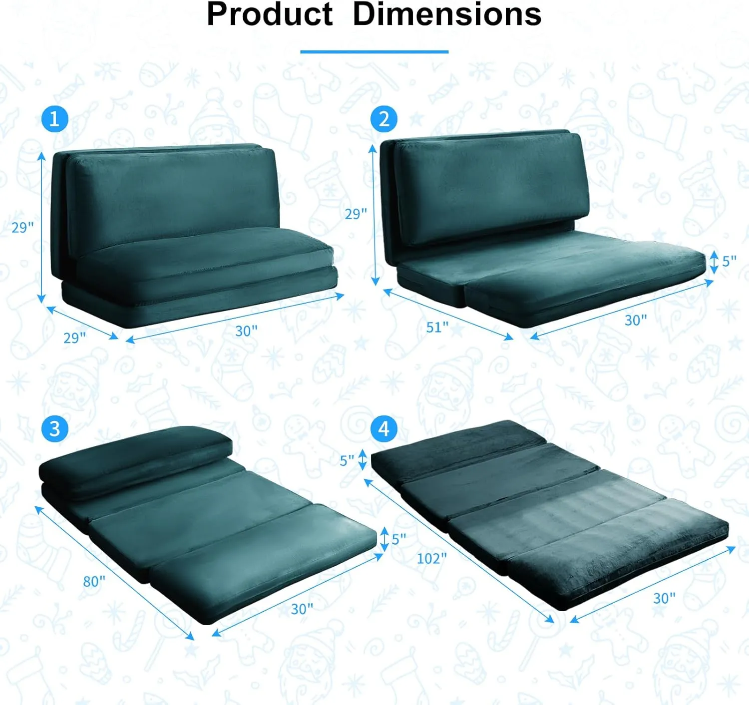 PUREMIND Single Size Bean Bag Bed Floor Chair- Extra Thick Folding Mattress Chair for Adults, Floor Lounger Pillow Cushion with Removable Faux Fur Cover, Lazy Chairs for Living Room & Bedroom