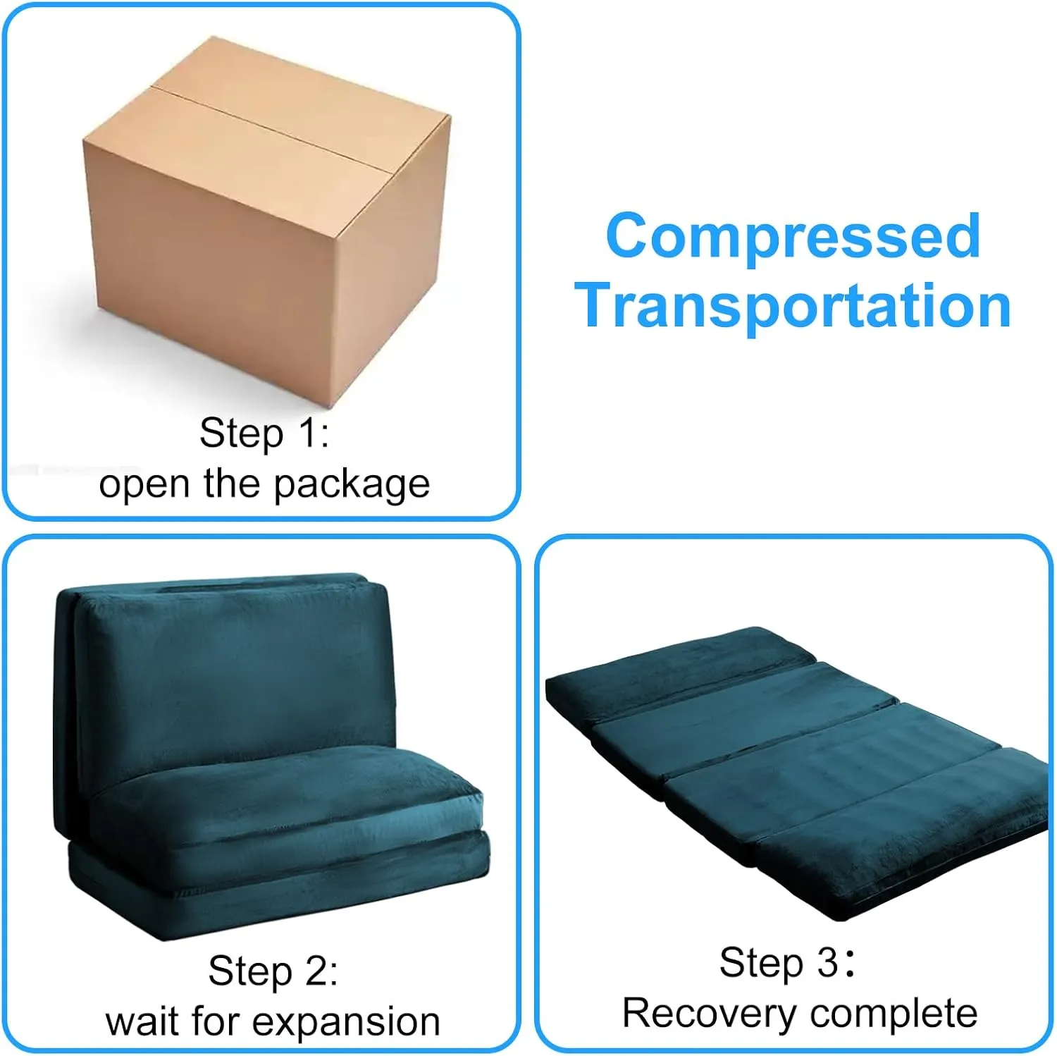 PUREMIND Single Size Bean Bag Bed Floor Chair- Extra Thick Folding Mattress Chair for Adults, Floor Lounger Pillow Cushion with Removable Faux Fur Cover, Lazy Chairs for Living Room & Bedroom