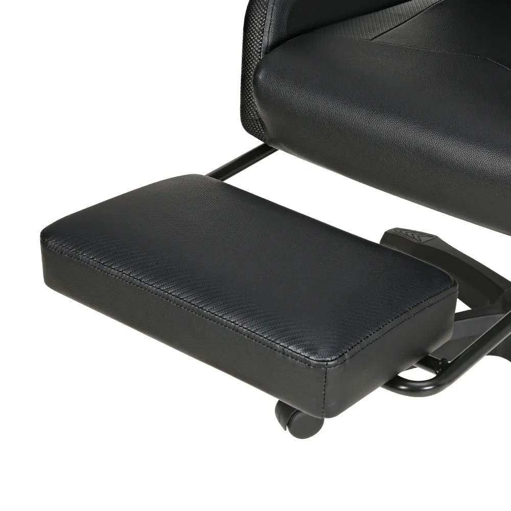 Racer LED Office Chair with Massage & Footrest - Black