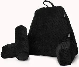 Reading Pillow for Sitting in Bed, Extra Large Backrest Support Cushion with Arms, Sit up Back Pillow Shredded Memory Foam back support Chair Pillow, Bed Rest Pillows with pocket, Detachable Neck Roll