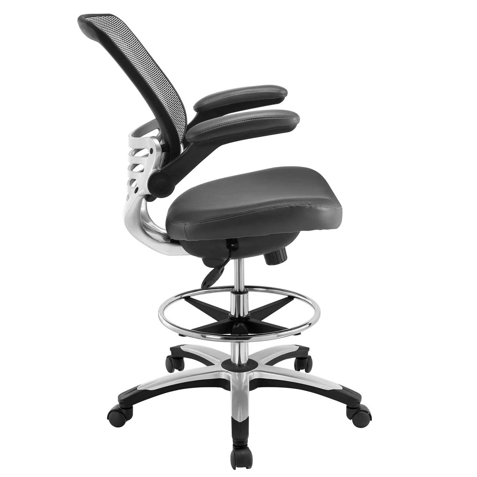 Reception Ergonomic edge Vinyl Drafting Chair With Leg Support -  Drafting Stool Office Chair With excellent Back Support