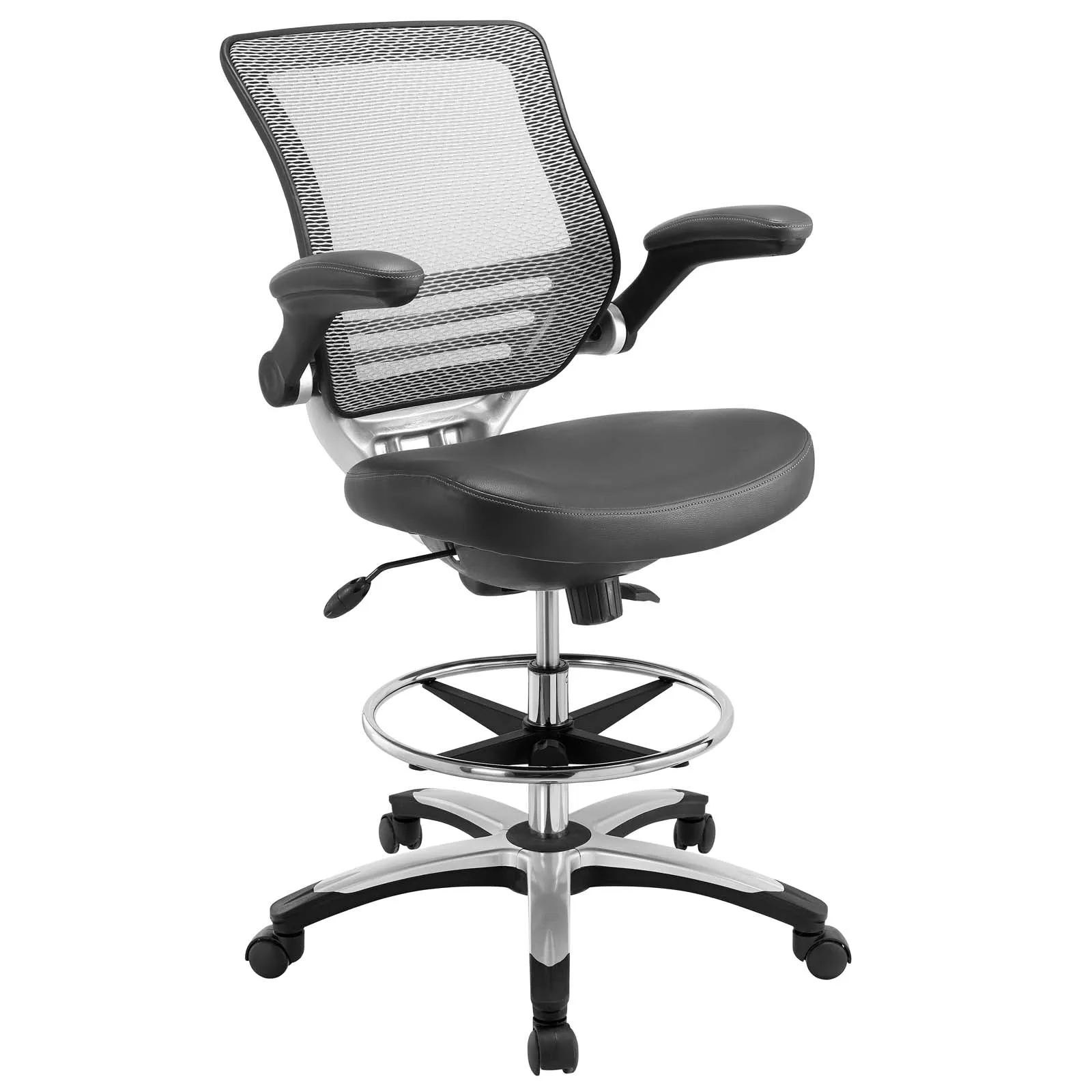 Reception Ergonomic edge Vinyl Drafting Chair With Leg Support -  Drafting Stool Office Chair With excellent Back Support