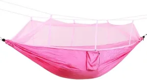 Recreation 1-2 Person Portable Outdoor Camping Hammock with Mosquito Net Parachute Fabric Hanging Bed Hunting Sleeping Swing Gifts for Hikers
