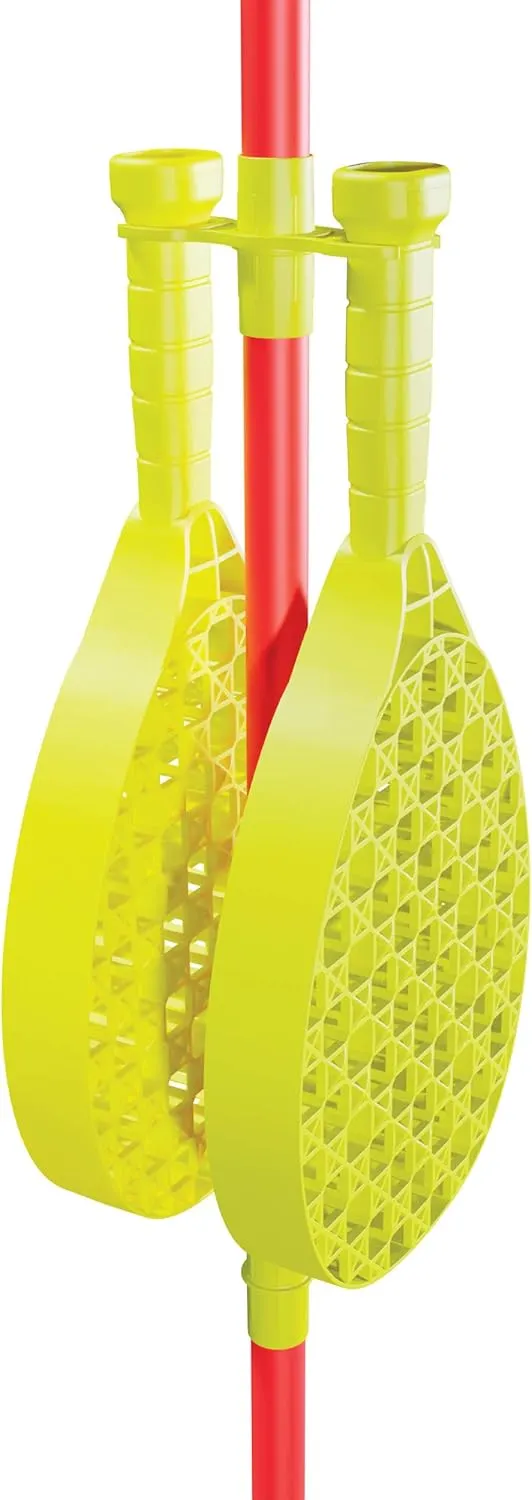 Red and Yellow | Outdoor Activities | Traditional Pole in The Ground Set | Real Tennis Ball and 2 Championship Bats | Suitable for Everyone 5 Years 