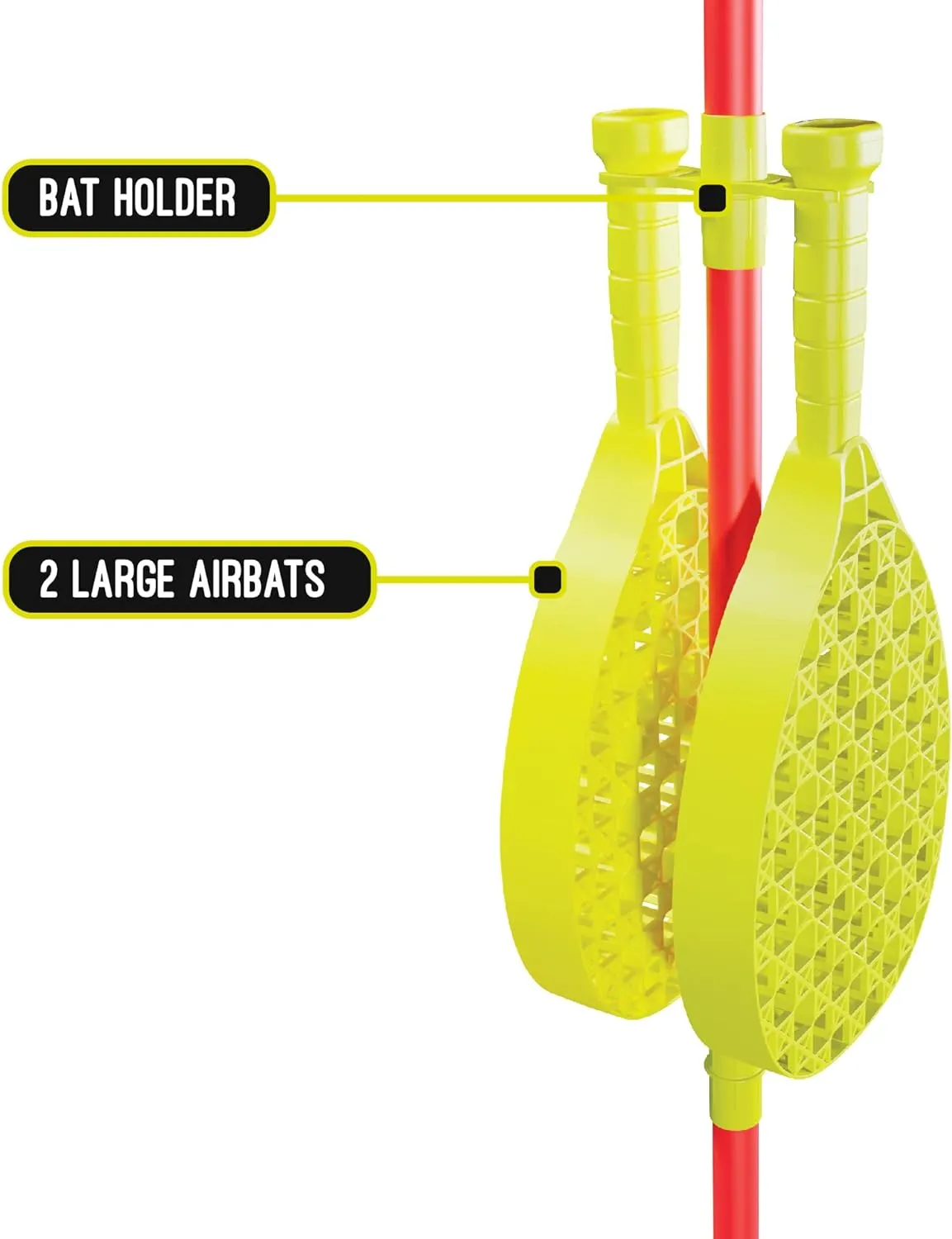 Red and Yellow | Outdoor Activities | Traditional Pole in The Ground Set | Real Tennis Ball and 2 Championship Bats | Suitable for Everyone 5 Years 