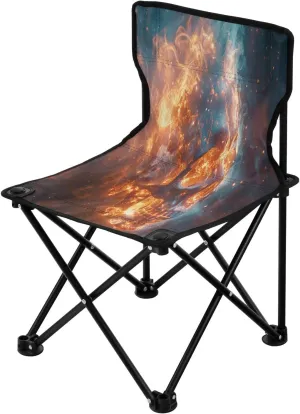 Red Misty Skeleton Portable Outdoor Folding Chair Anti-Slip Padded Oxford Cloth Stool Camping Chair Small for Beach Hiking Fishing Gardening Quad Camp Chair