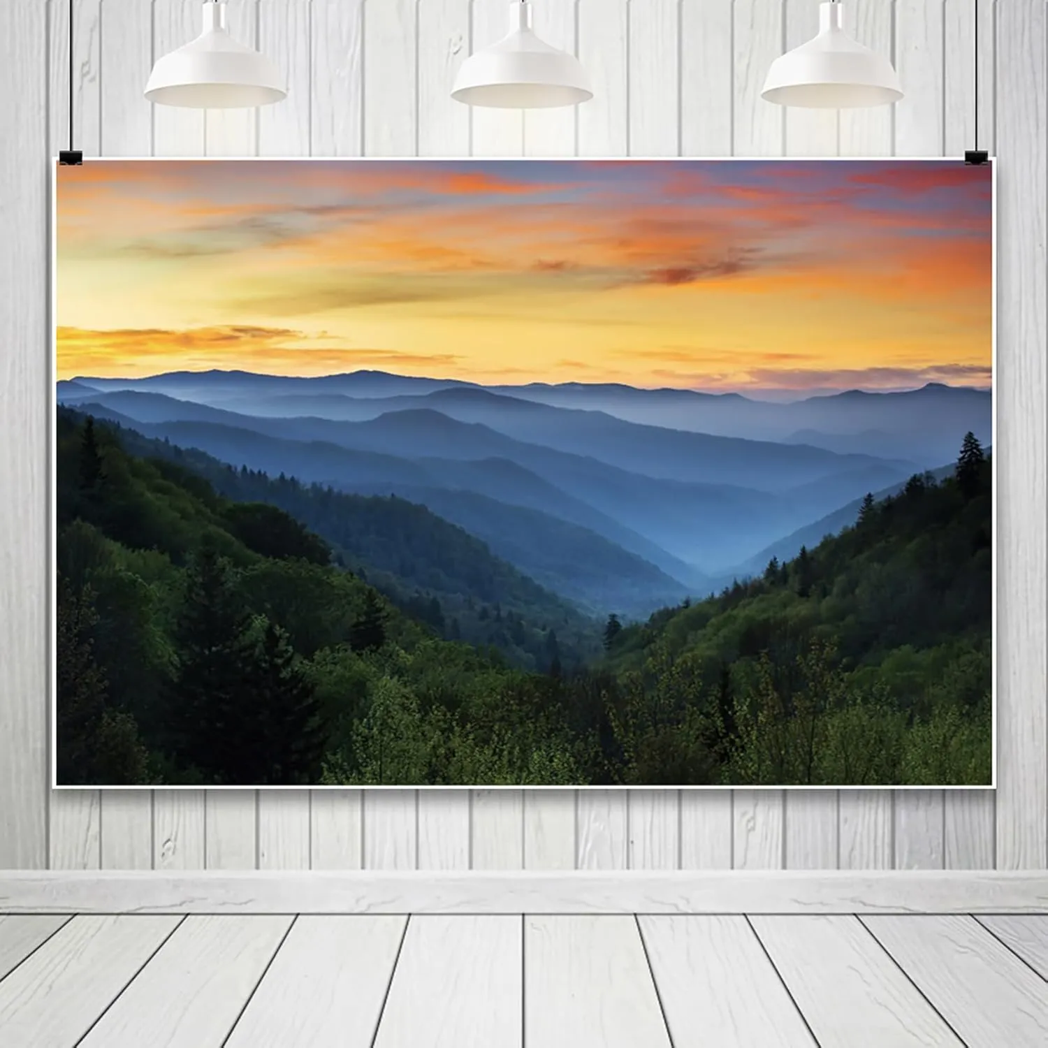 Renaiss 10x8ft Sunset Mountain Backdrop Polyester Fabric Misty Forest Red Clouds Nature Scenery Photography Background for Outdoor Travel Holiday Vacation Wallpaper Adults Portrait Photo Props
