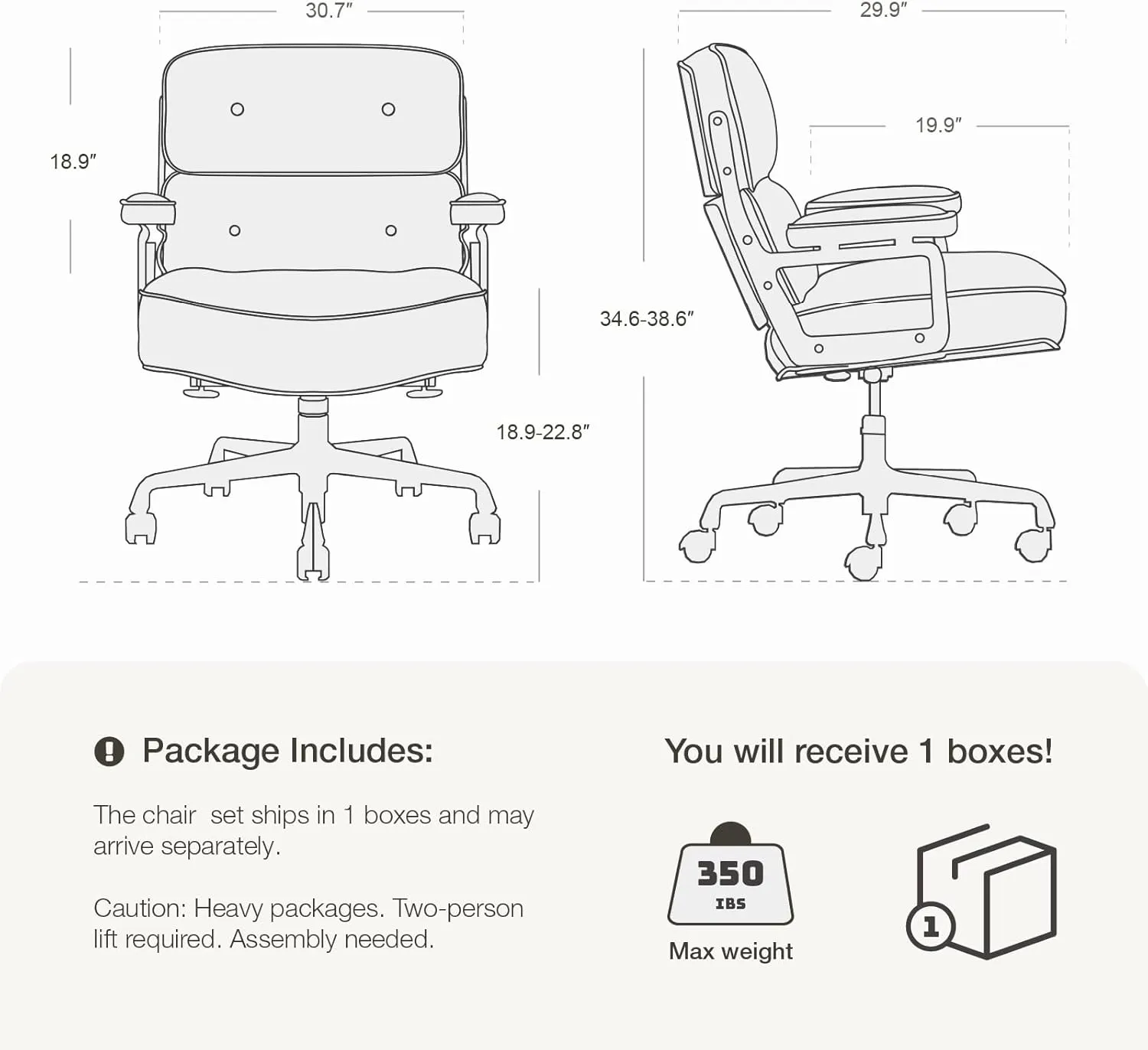 Resonant Executive Chair, Brown Leather, Mid-Back, Office Desk Chair, Aluminum Alloy Frame, Lumbar Support, Swivel, Quiet Wheels, Reclining, Adjustable Height