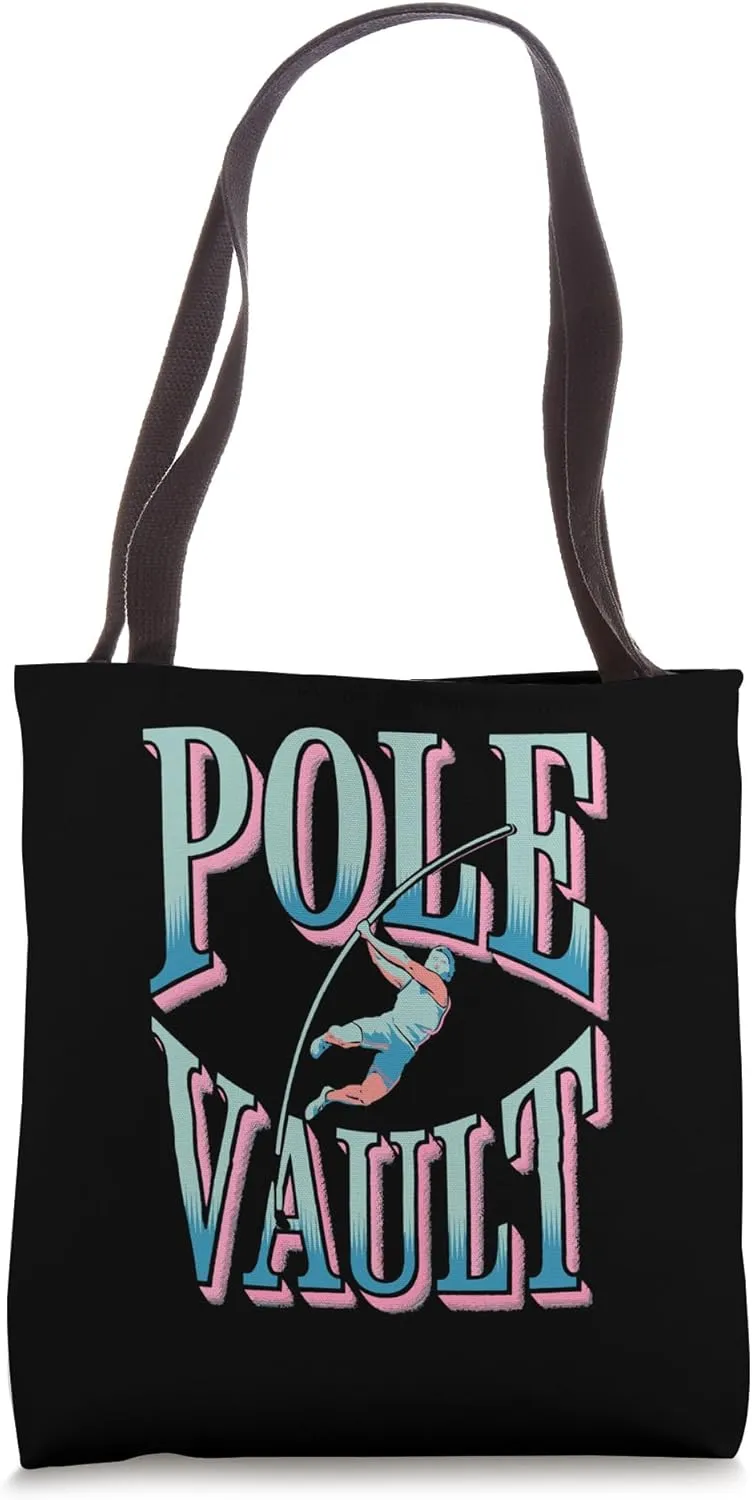Retro Pole Vault Athlete Graphic Tote Bag