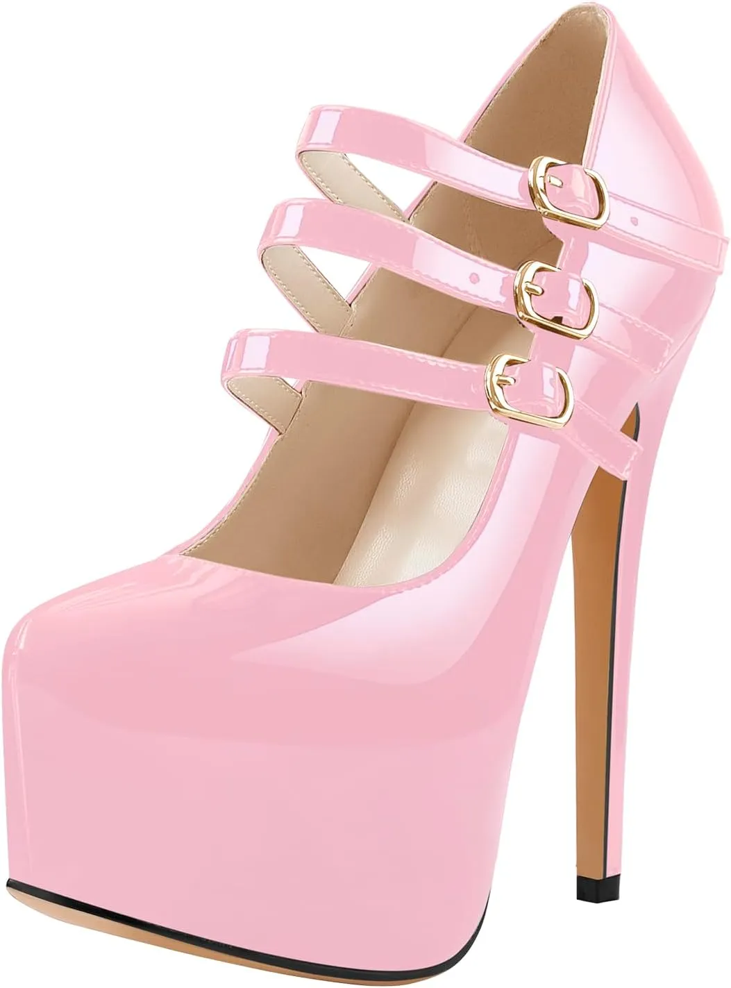 richealnini Mary Jane Pumps for Women Sexy Stiletto Heel Platform Ankle Buckle Strappy High Heels