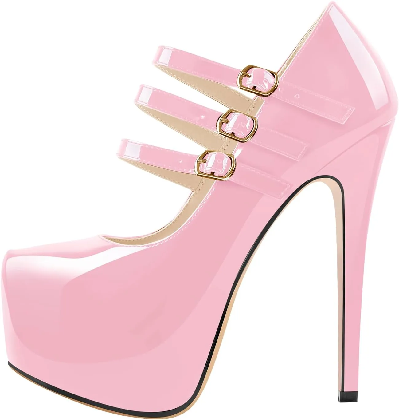 richealnini Mary Jane Pumps for Women Sexy Stiletto Heel Platform Ankle Buckle Strappy High Heels
