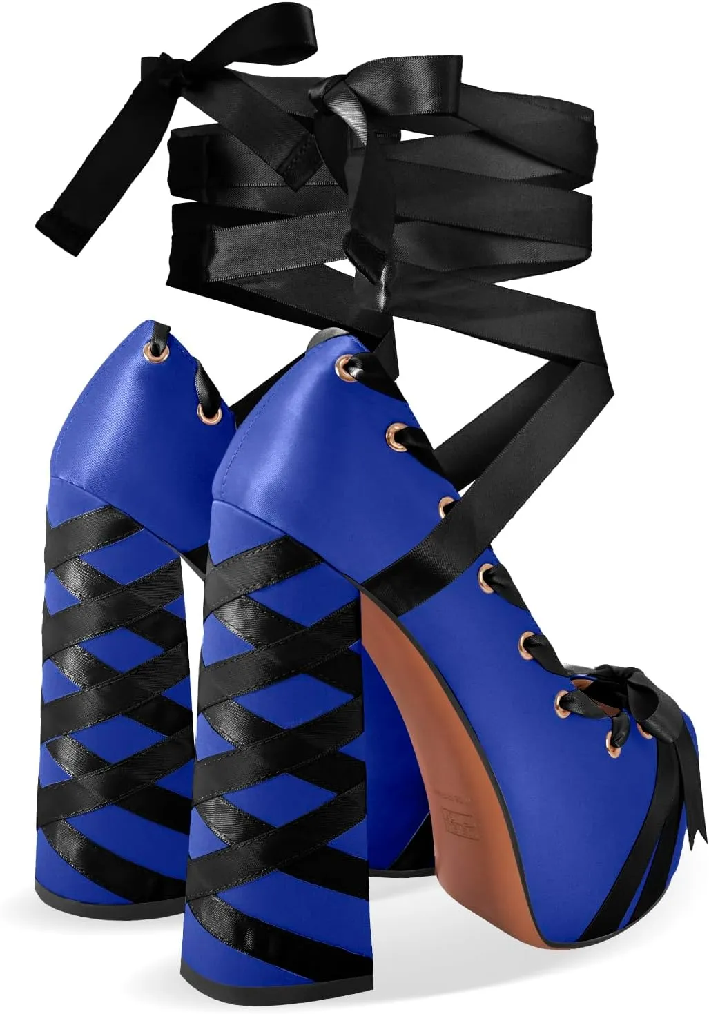 richealnini Strappy Heel Platform Sandals for Women Tie Up Block Heels Party Shoes