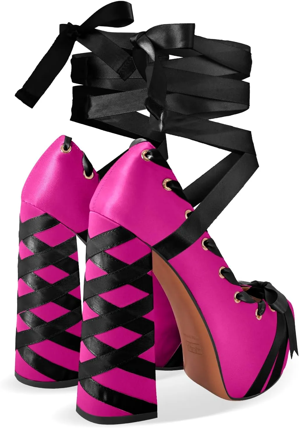 richealnini Strappy Heel Platform Sandals for Women Tie Up Block Heels Party Shoes
