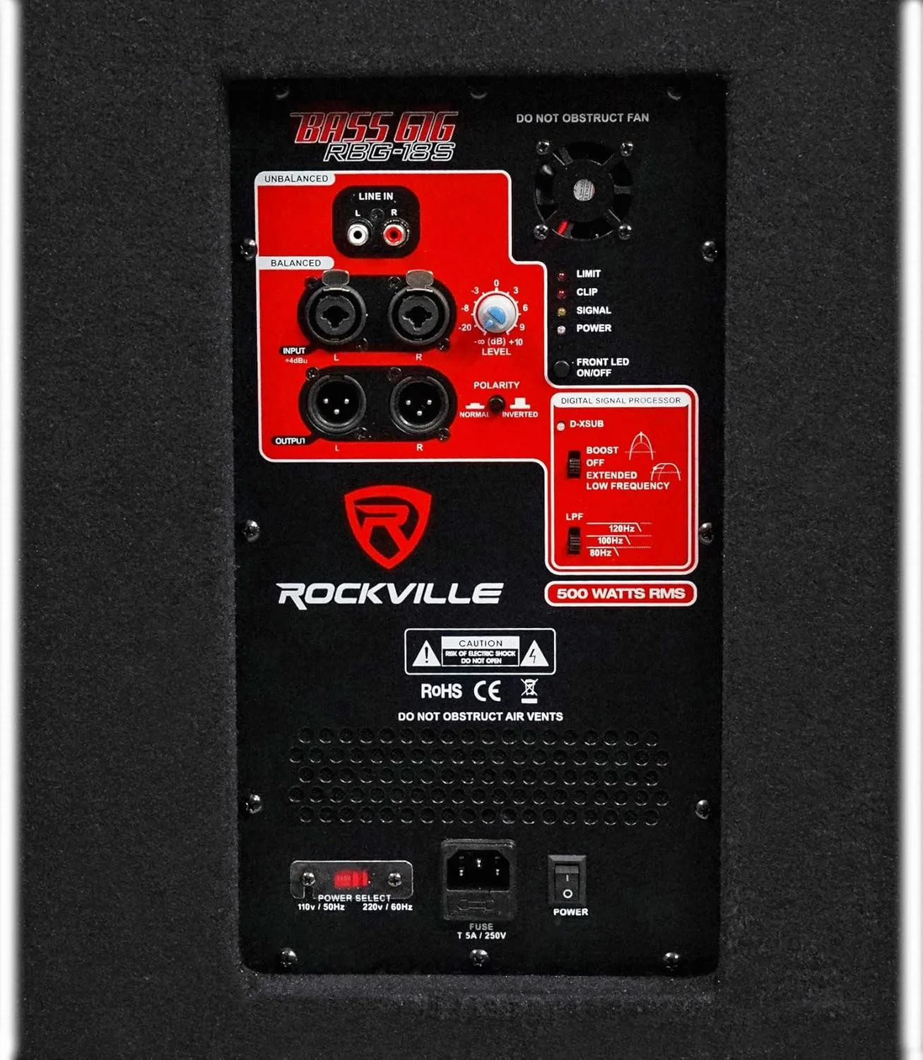 Rockville RBG18S 18" 2000W Active Powered PA Subwoofer W/Dsp Limiter Pro/DJ