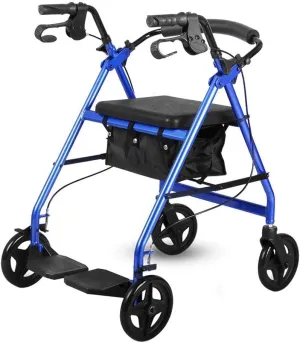 Rollator Walker with Seat and Storage Bag,Rolling Walker with Lockable Brakes,Elderly Wheelchair Transport Chair - Adjustable Height - Trolley Shopping Cart