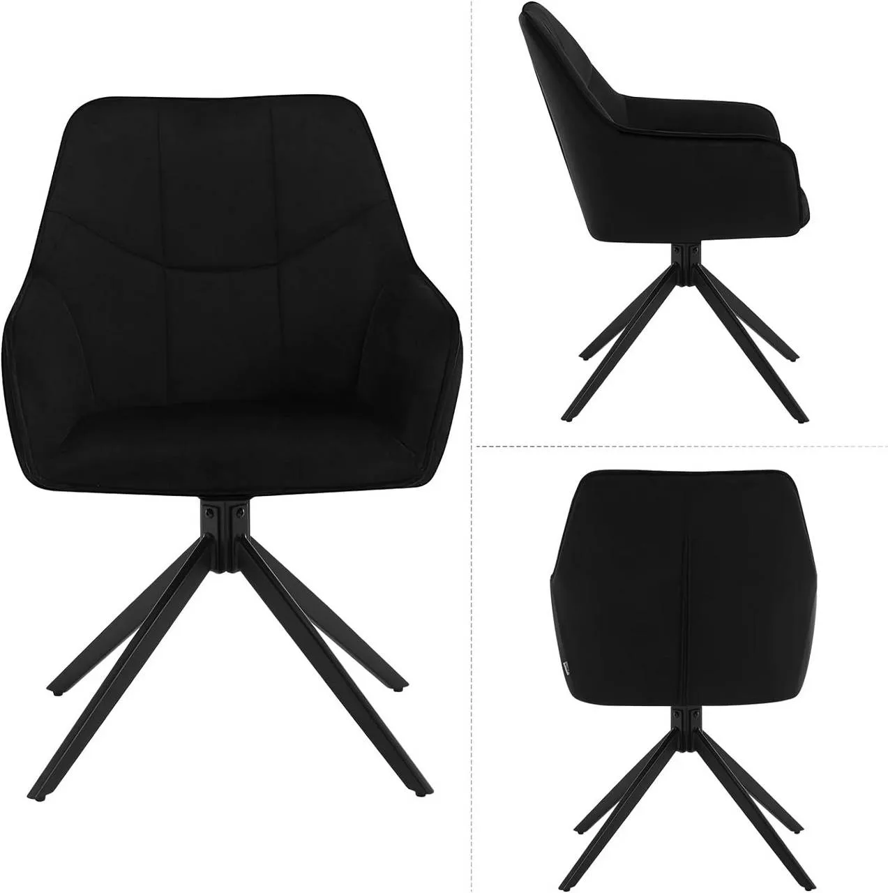 Rootz Dining Chair - Swivel Chair - Padded Chair - Velvet Cover - 58cm x 86cm x 63.5cm - Modern Style - Ergonomic Design