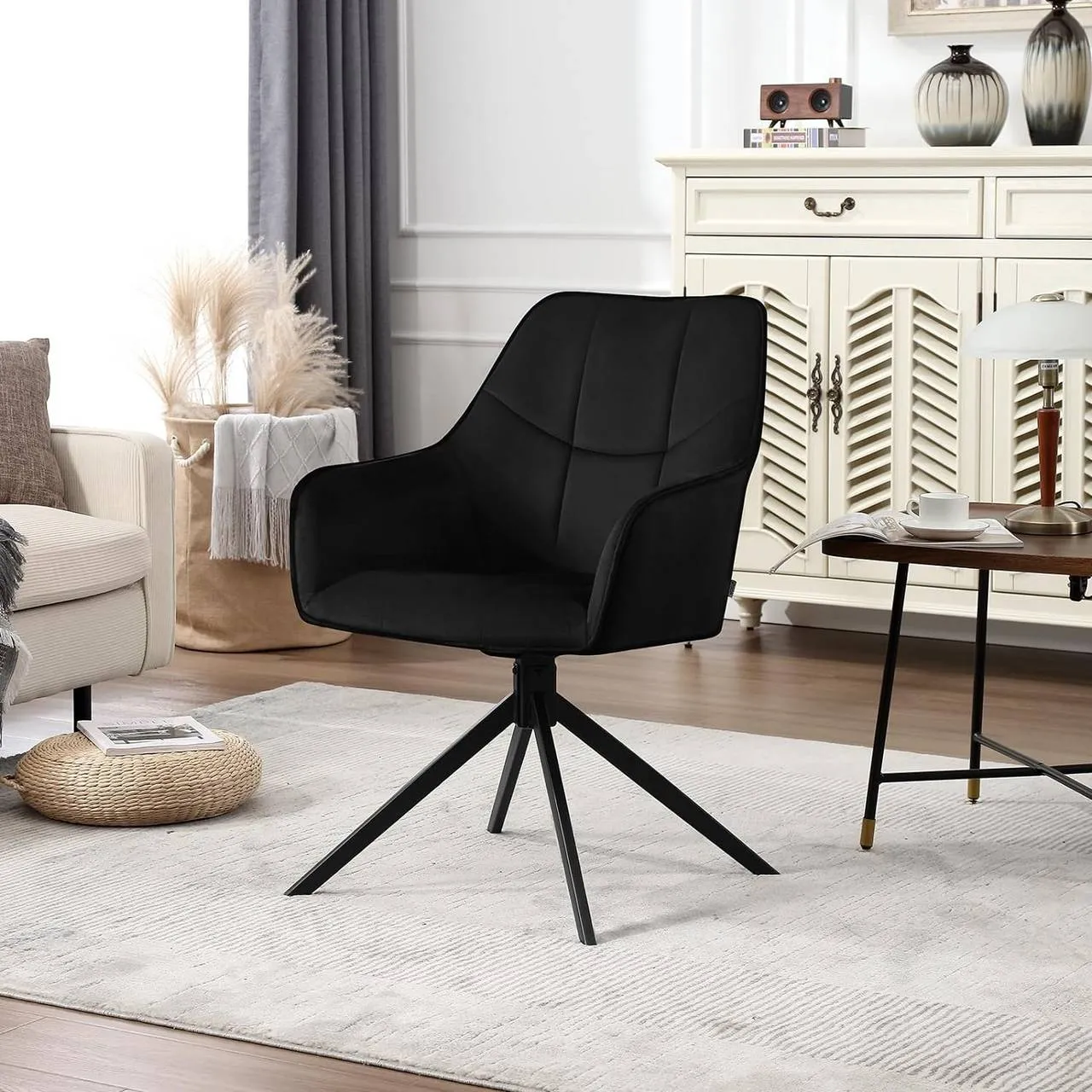 Rootz Dining Chair - Swivel Chair - Padded Chair - Velvet Cover - 58cm x 86cm x 63.5cm - Modern Style - Ergonomic Design