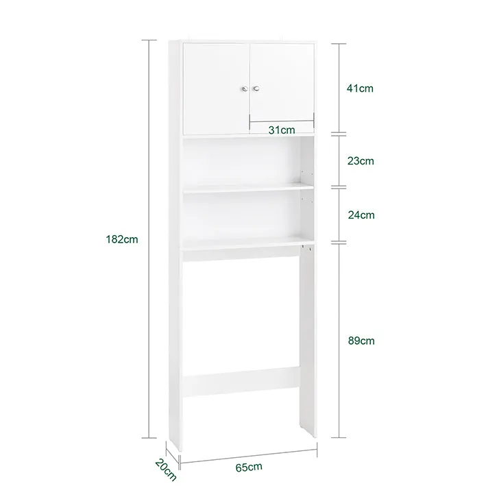 Rootz MDF Storage Cabinet - Shelving Unit - Closet - Easy Access & Storage Space - 65x182x20cm - Wall Mountable - Moisture-Protected