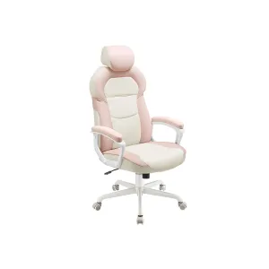 Rootz Padded Armrest Desk Chair - Pastel Pink - Cushioned Seat - Home Office Furniture - 60cm x 55cm x 85cm
