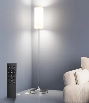 Rynx | Luckystyle LED Floor Lamp For Living Room, Dimmable Standing Lamps With Foot Switch, Remote Control Customizable Color Temperature Silver Rod