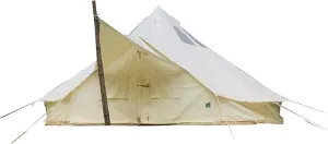 SAM&HAIBEI Canvas Bell Tent with Awning，4 Season Waterproof Large Glamping Tent （16.5ft for Family Camping, Outdoor Hunting, Party - Includes Triangle Sun Shade.