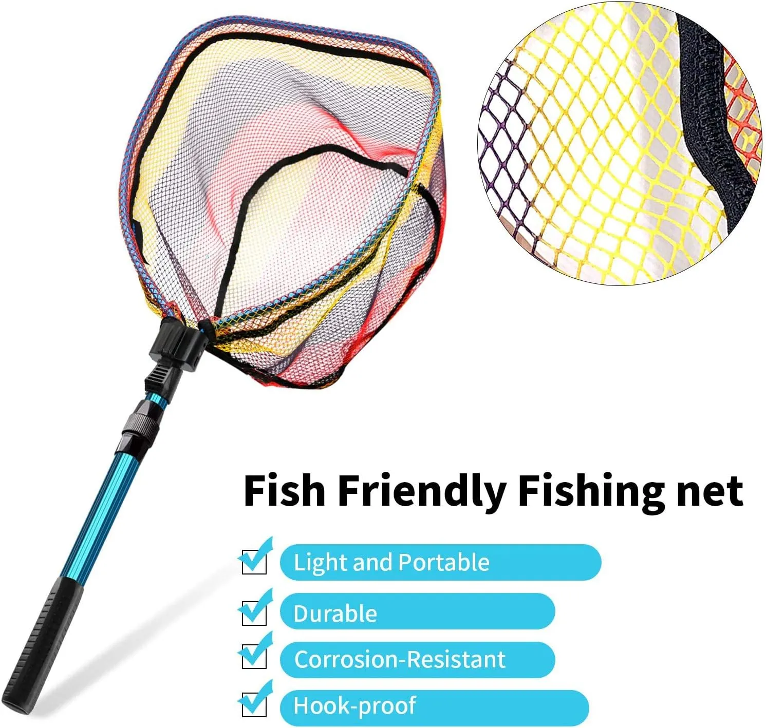 SAN LIKE Floating Fishing Net Collapsible Fishing Nets for Fish Fishing Landing Net with Telescopic Pole Rubber Coated Landing Net for Freshwater Saltwater Foldable Release Salmon Catfish Bass Trout
