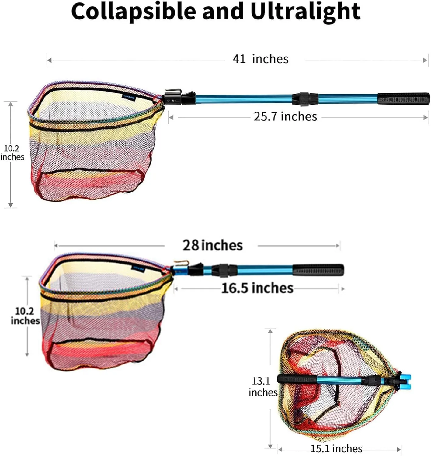 SAN LIKE Floating Fishing Net Collapsible Fishing Nets for Fish Fishing Landing Net with Telescopic Pole Rubber Coated Landing Net for Freshwater Saltwater Foldable Release Salmon Catfish Bass Trout