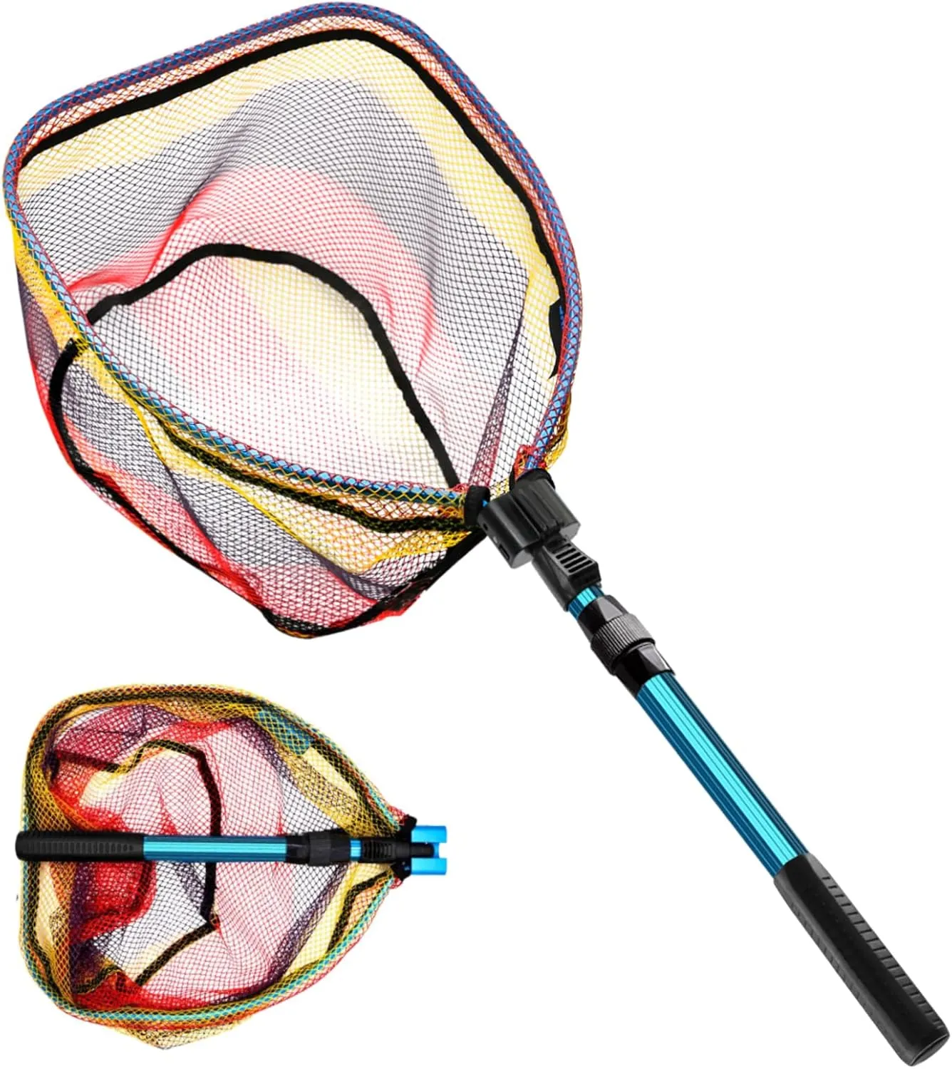 SAN LIKE Floating Fishing Net Collapsible Fishing Nets for Fish Fishing Landing Net with Telescopic Pole Rubber Coated Landing Net for Freshwater Saltwater Foldable Release Salmon Catfish Bass Trout