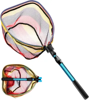SAN LIKE Floating Fishing Net Collapsible Fishing Nets for Fish Fishing Landing Net with Telescopic Pole Rubber Coated Landing Net for Freshwater Saltwater Foldable Release Salmon Catfish Bass Trout