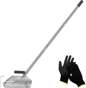 Sand Scoop for Metal Detecting, 53'' Long Handle Metal Detector Shovel, Stainless Steel Sand Sifter Tool, Fast Sifter Shovel for Beach Underwater Treasure Hunting