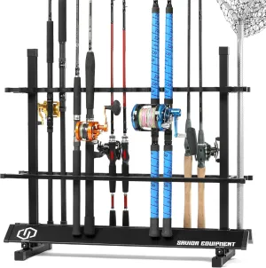 Savior Equipment Fishing Rod Rack Holder Organizer, 24-48 Slots to Hold Fresh Salt Water Spinning Rods & Reel Combo, Lightweight Aluminum Vertical Fish Pole Garage Storage Ground Display Stand