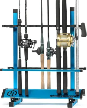 Savior Equipment Fishing Rod Rack Holder Organizer, 24-48 Slots to Hold Fresh Salt Water Spinning Rods & Reel Combo, Lightweight Aluminum Vertical Fish Pole Garage Storage Ground Display Stand