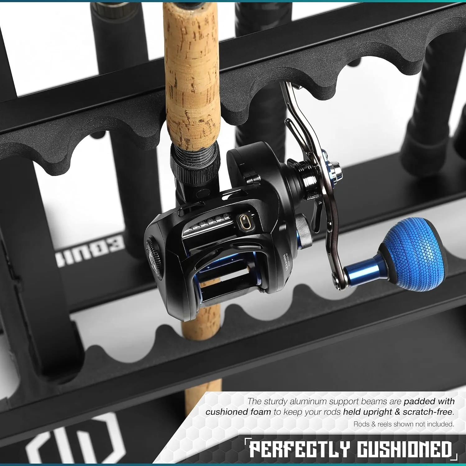 Savior Equipment Fishing Rod Rack Holder Organizer, 24-48 Slots to Hold Fresh Salt Water Spinning Rods & Reel Combo, Lightweight Aluminum Vertical Fish Pole Garage Storage Ground Display Stand