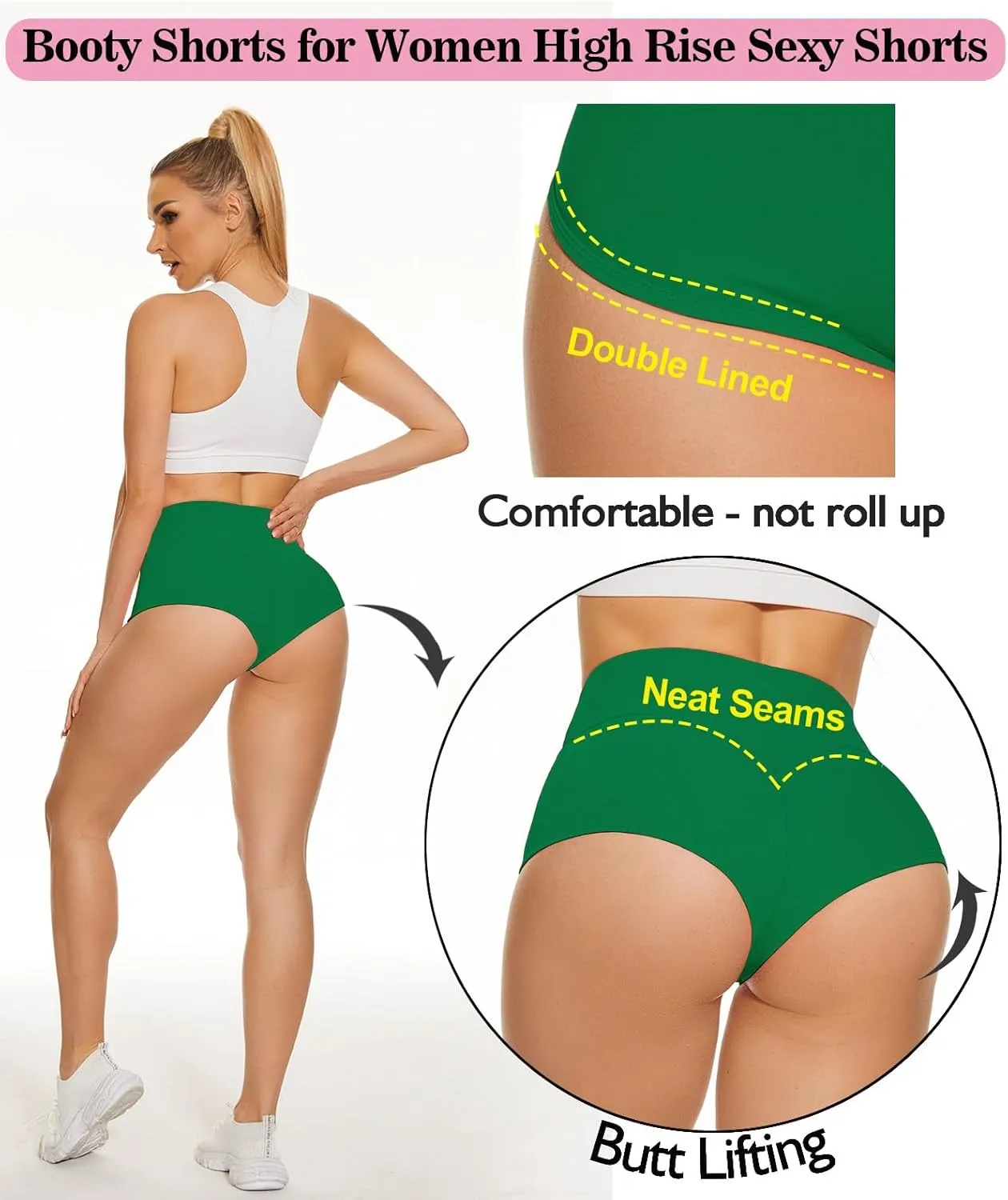 Scrunch Booty Shorts for Women V Back High Waisted Yoga Shorts Cut Out Rave Bottoms Butt Lifting Short Mini Hot Pants
