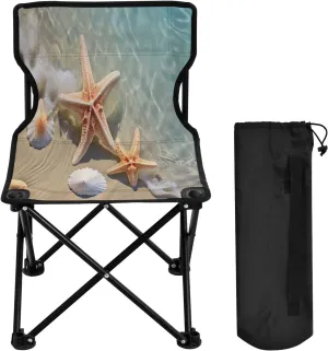 Sea Beach Starfish Portable Outdoor Folding Chair Anti-Slip Padded Oxford Cloth Stool Camping Chair Small for Beach Hiking Fishing Gardening Quad Camp Chair