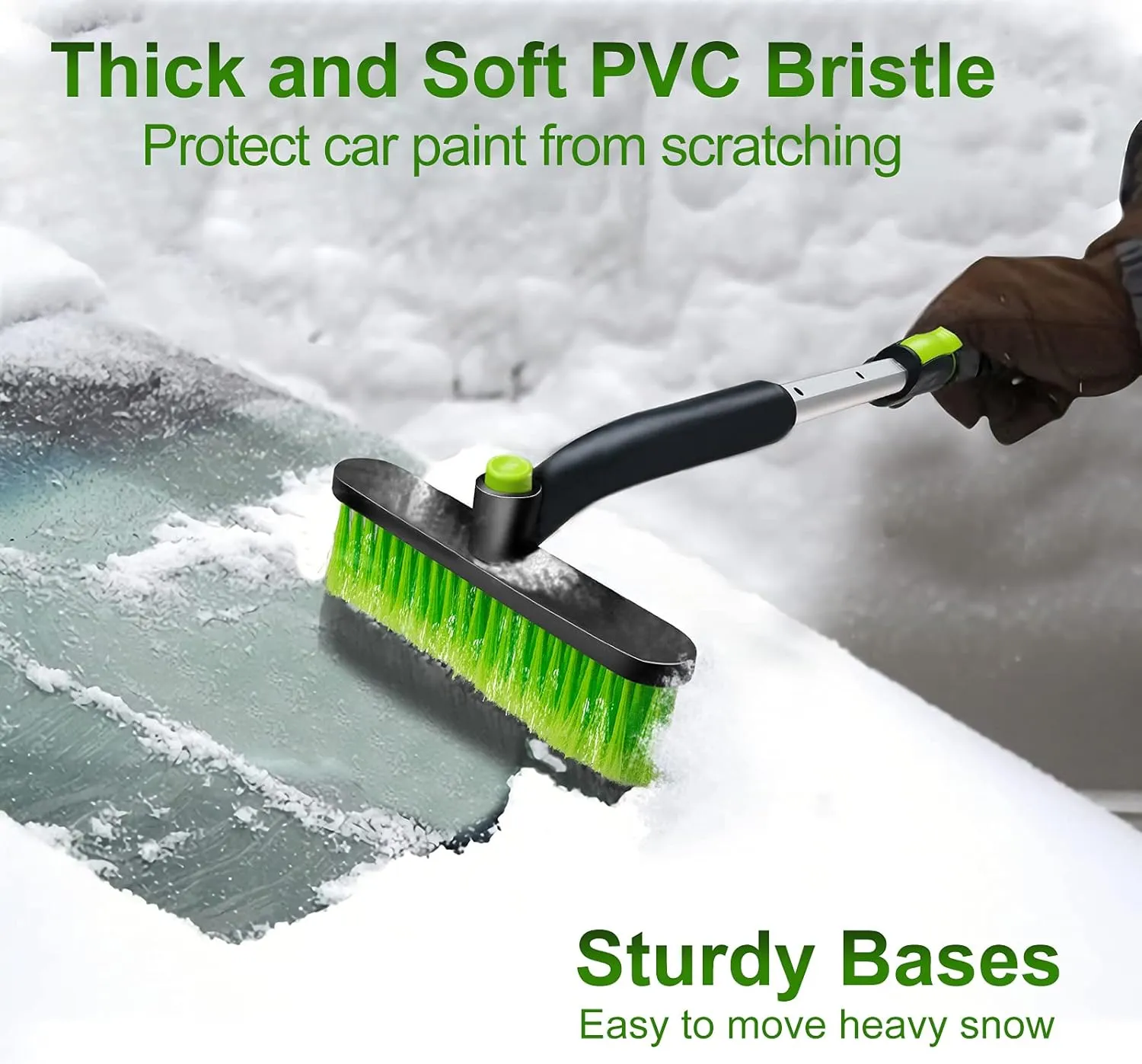 SEAAES Ice Scraper with Snow Brush for Car Windshield, Upgraded Extendable Snow Brush with Foam Grip for Truck SUV Vehicle Windows