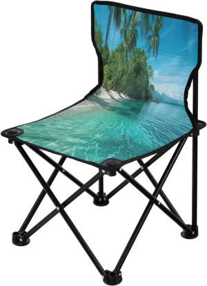 Seashore Beach Portable Outdoor Folding Chair Anti-Slip Padded Oxford Cloth Stool Camping Chair Small for Beach Hiking Fishing Gardening Quad Camp Chair
