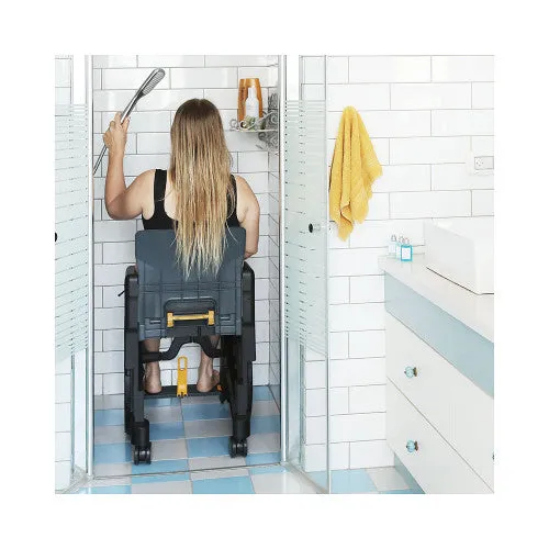 Seatara Wheelable Folding Shower Commode Chair with Travel Carry Case