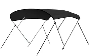 SereneLifeHome Waterproof Boat Bimini Top Cover 79-84" W 3 Bow Bimini Top Sun Shade Boat Canopy-1"Double Wall Aluminum Frame Tubes, 2 Front Straps, 2 Rear Support Poles, Storage Boot-SLBTW84G.5 (Gray)
