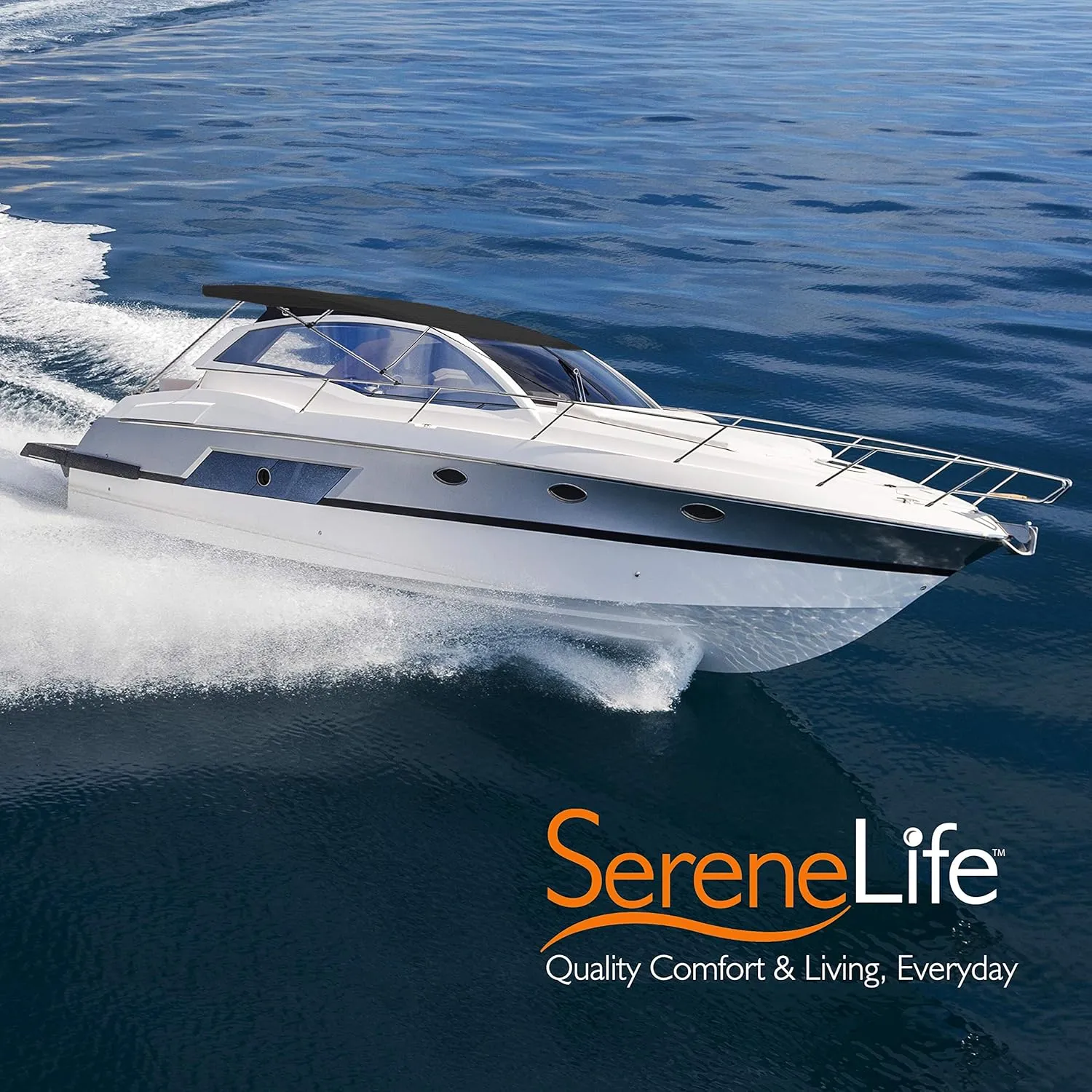 SereneLifeHome Waterproof Boat Bimini Top Cover 79-84" W 3 Bow Bimini Top Sun Shade Boat Canopy-1"Double Wall Aluminum Frame Tubes, 2 Front Straps, 2 Rear Support Poles, Storage Boot-SLBTW84G.5 (Gray)