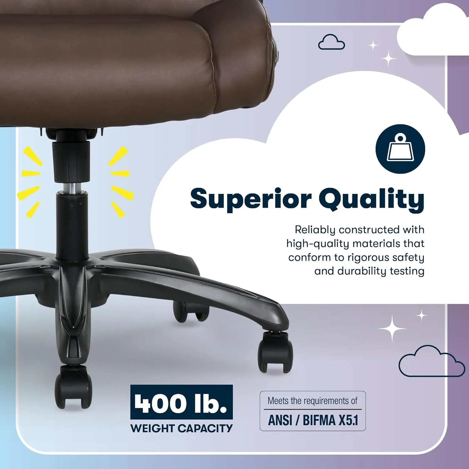 Serta Torrington Big & Tall Office Chair, with Flip-Up Padded Armrests, Ultra-Comfortable ComfortCoils Seat Cushion Technology, Modern Executive Premium PU Desk Chair, Dark Brown
