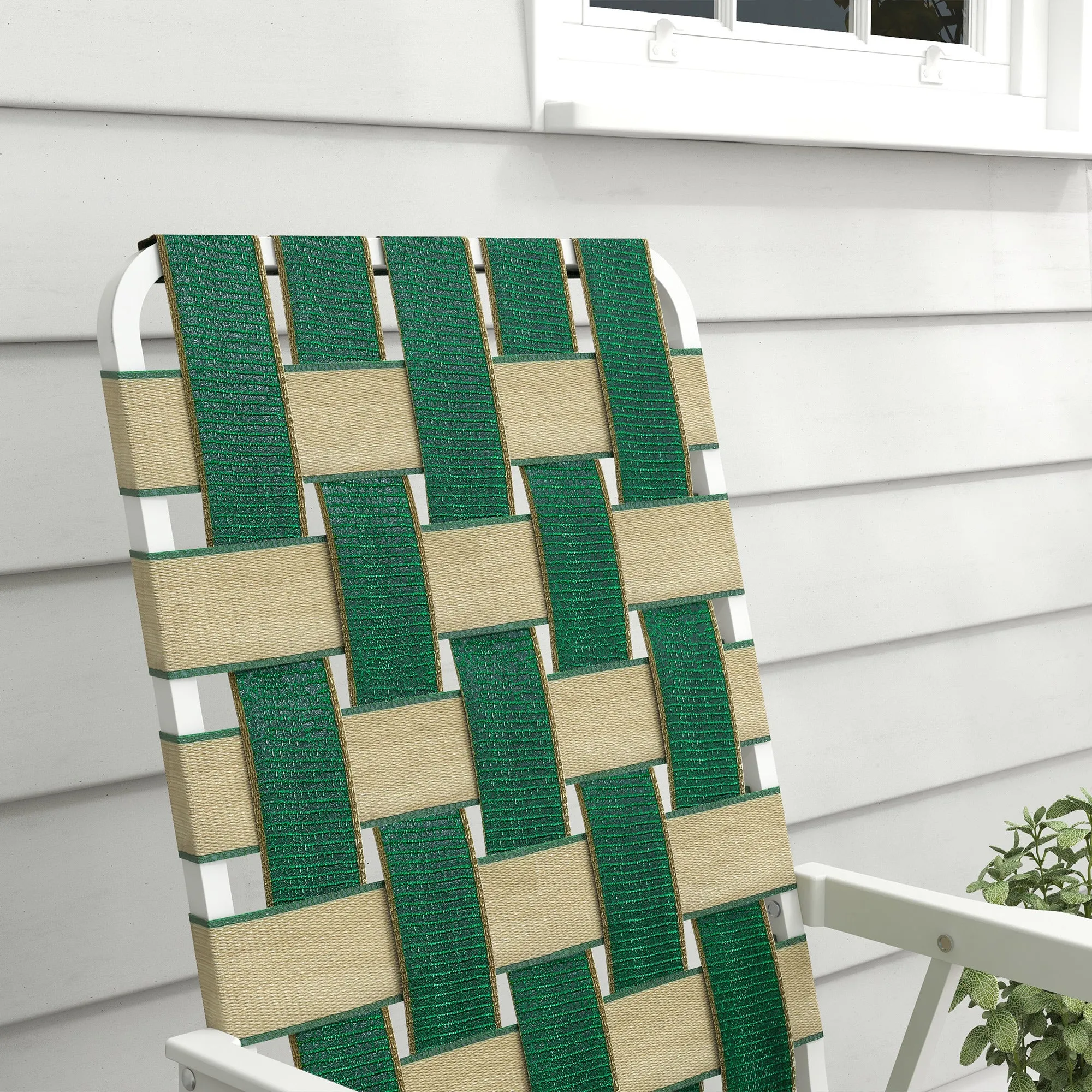 Set of 2 Classic Outdoor Camping Chairs, Portable Lawn Chairs with Armrests, Green
