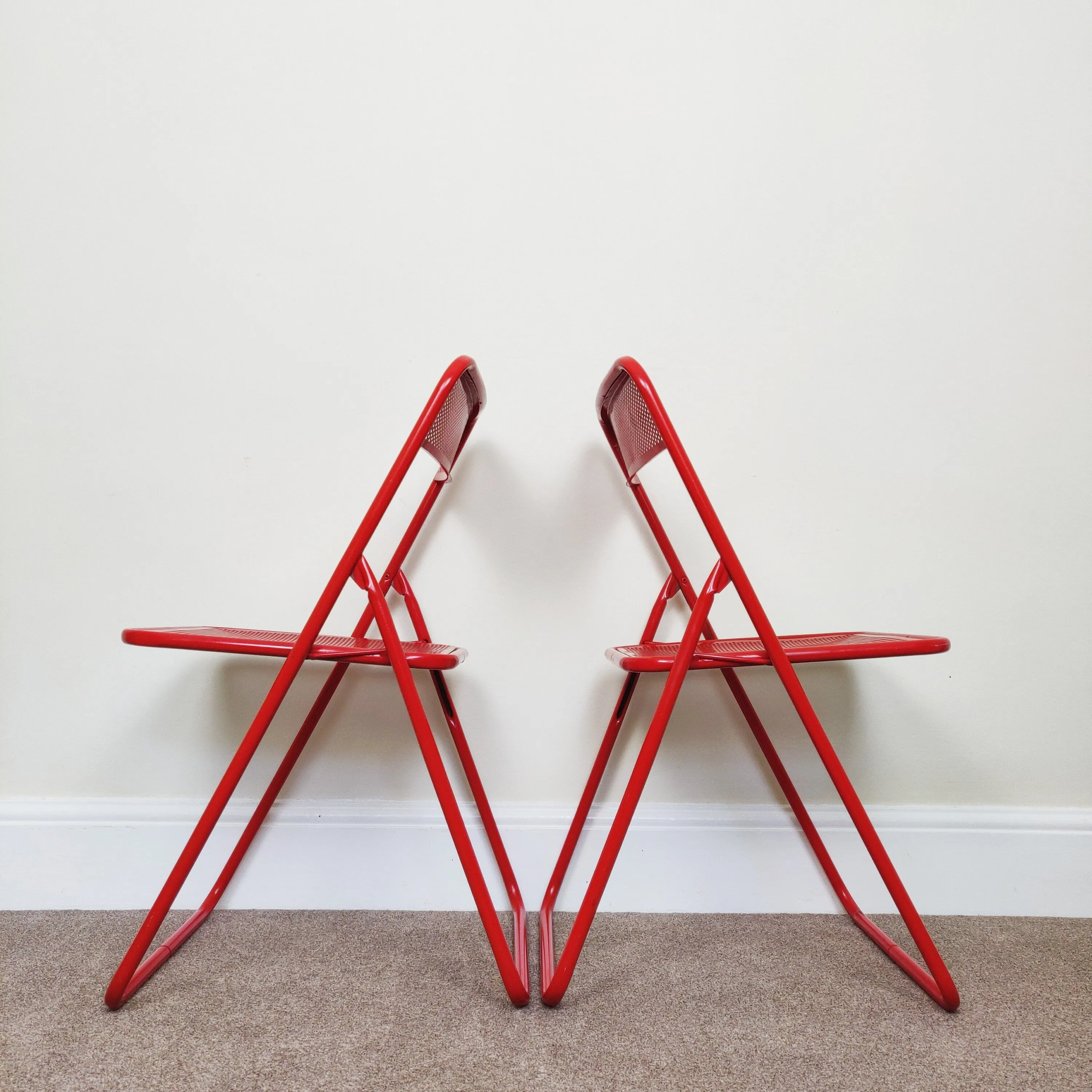 Set of 2 Vintage Folding Dining Chairs, Mid-Century 1970s Atomic Era Retro Chair