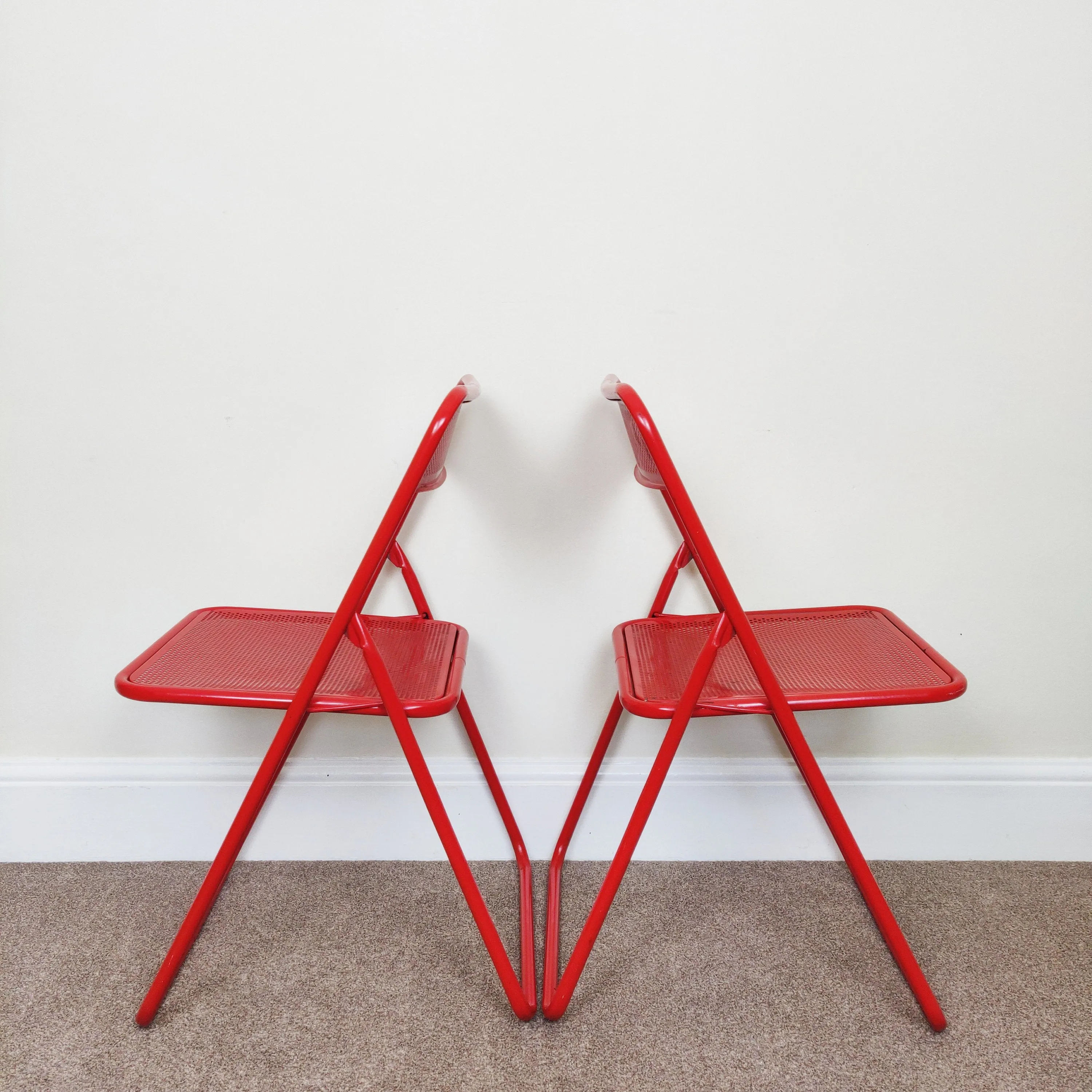 Set of 2 Vintage Folding Dining Chairs, Mid-Century 1970s Atomic Era Retro Chair