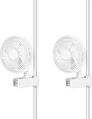 Simple Deluxe Clip Fan, 6-Inch Grow Tent Fan, Monkey Fan, Adjustable 90° Angles, 15W, 2-Speeds Control, 2 Pack
