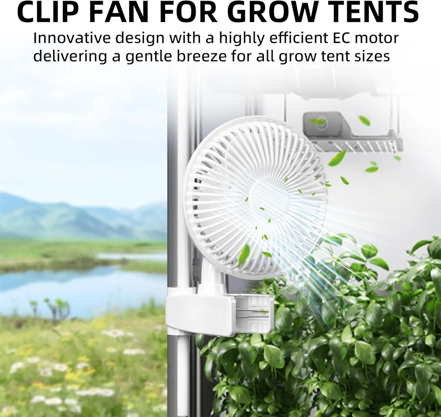Simple Deluxe Clip Fan, 6-Inch Grow Tent Fan, Monkey Fan, Adjustable 90° Angles, 15W, 2-Speeds Control, 2 Pack