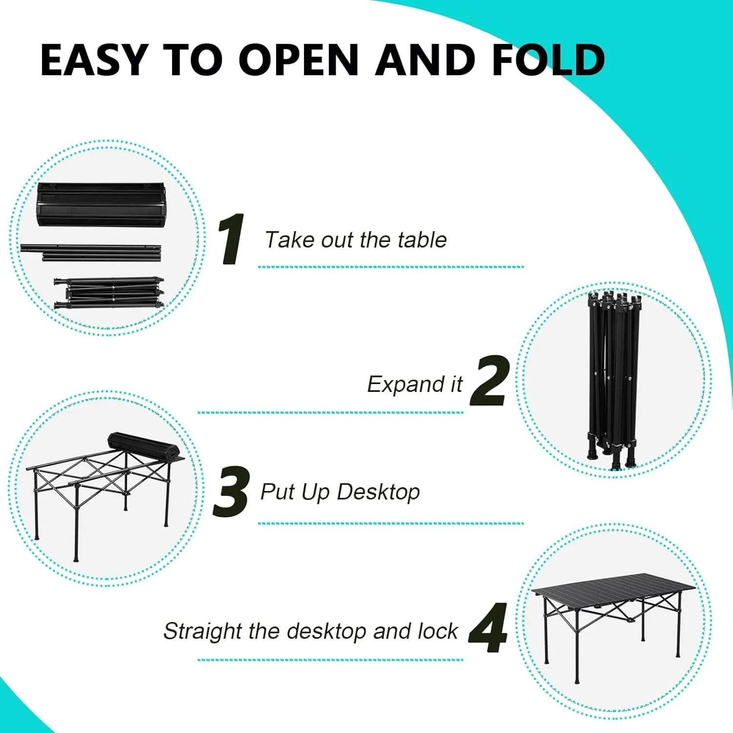 Small Folding Camping Table, Portable Beach Table with Aluminum Top, Lightweight Design for Outdoor Cooking, Picnic, BBQ, and Festivals Light Yellow 120×55×50cm/47×21×19.7in