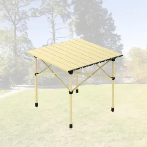 Small Folding Camping Table, Ultralight Aluminum Beach Table with Carry Bag, Perfect for Outdoor Cooking, Picnic, BBQ, and Festivals Light Yellow 50×53×50cm/19.7×20.9×19.7in
