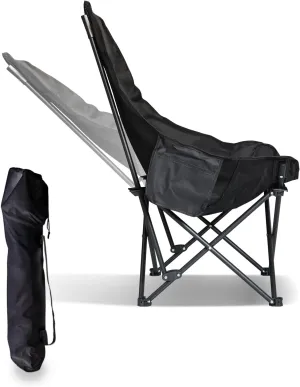 Smartmak Portable Camping Chair, High Back Adjustable Folding Chair, Lightweight Lawn Chair for Adults, with High Back, Pockets, Headrest, Suitable for Outdoor Camping, Fishing, Sauna