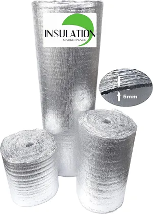 SmartSHIELD -5mm 24''X50ft Reflective Insulation Roll, Foam Core Radiant Barrier, Heat-Cold Shield, Thermal Foil Insulation - Pure Aluminum
